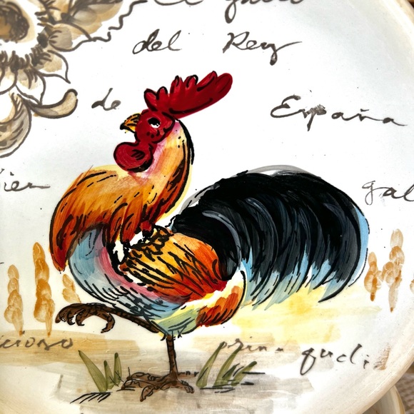 Le Chanticleer Maxcera Rooster/Sunflower 8” Plates, SET/4 - Picture 5 of 8